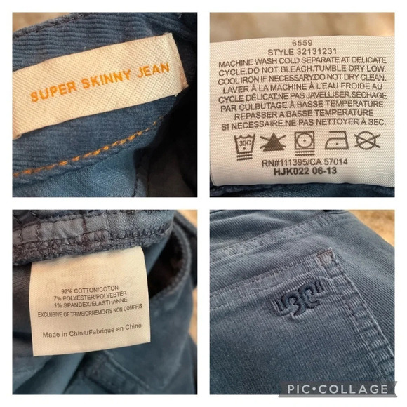 Tory Burch  “Super Skinny Jean” Corduroy Pants in Teal size 26 - Picture 7 of 8